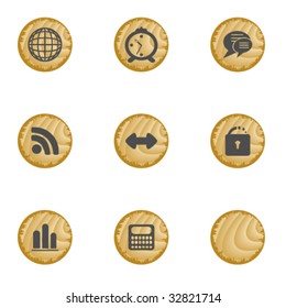 Wood web buttons. Vector illustration.