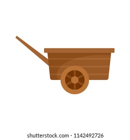 Wood wheelbarrow icon. Flat illustration of wood wheelbarrow vector icon for web isolated on white