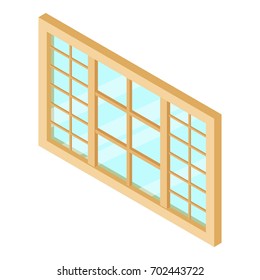 Wood window frame icon. Isometric illustration of wood window frame vector icon for web
