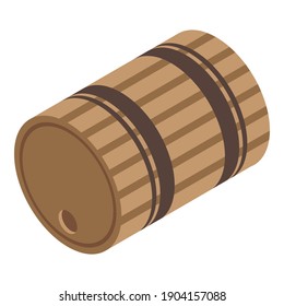 Wood wine barrel icon. Isometric of wood wine barrel vector icon for web design isolated on white background