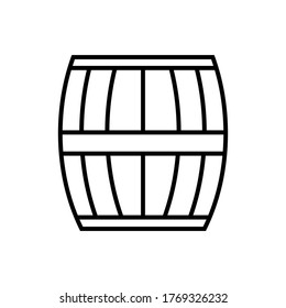 wood wine Barrel  icon with outline style vector for your web design