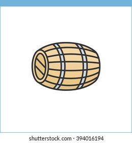 Icono vectorial del barril de vino de madera. Estilo lineal