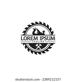 Wood work carpenter logo design vector illustration template