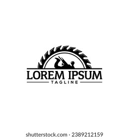 Modelo de diseño de logotipo de carpintero de trabajo de madera modelo de ilustración vectorial