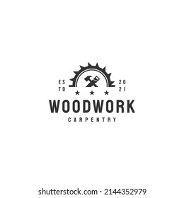 Wood work carpentry icon sign symbol hipster vintage logo design vector illustration