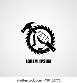 Wood work labels. Vector logo design template