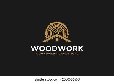 Wood work log house logo design carpenter lumberjack icon symbol simple illustration