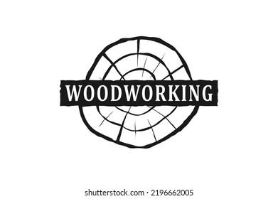 Wood work lumberjack logo design stump logging tree icon symbol carpenter sawmill