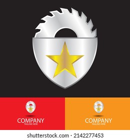 Wood Work and Shield Logo Template
