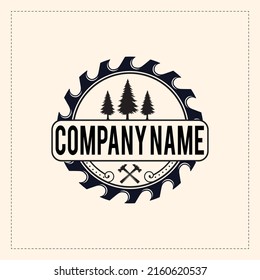 Wood work vintage logo design template.creative badge logo for woodwork company.