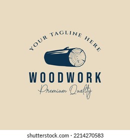 diseño de ilustración vintage de logotipo de trabajo de madera