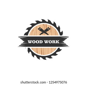 Wood Working Lodge Carpenter Factory Vector Logo Design Template