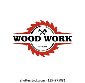 wood working lodge carpenter factory vector logo design template