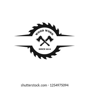 wood working lodge carpenter factory vector logo design template