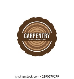 wood working lodge carpenter factory vector logo design template