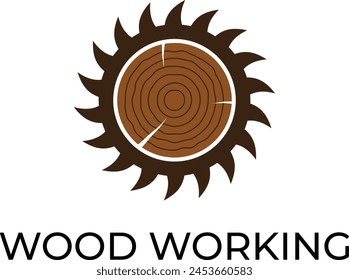 wood working logo,  Carpentry Vector Logo, a saw blade for wood shop, carpentry, woodworkers, wood working industry, tool shop. Vector illustration