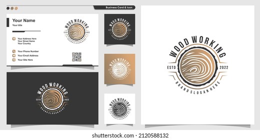 Wood working logo design with creative unique concept Premium Vector