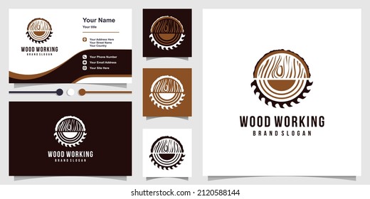 Wood working logo design with creative unique concept Premium Vector