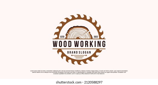 Wood working logo design with creative unique concept Premium Vector