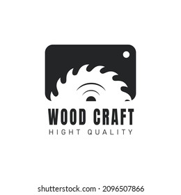 Wood Working Vintage Logo Design With Blade And Bold Badge Element. Logo Brand For Wood Craft Vector Illustration