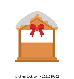 Wood xmas kiosk icon. Flat illustration of wood xmas kiosk vector icon for web design