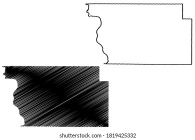 Woodbury County, Iowa (U.S. county, United States of America, USA, U.S., US) map vector illustration, scribble sketch Woodbury map