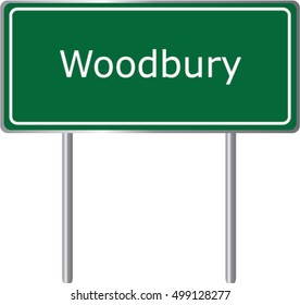 Woodbury , Georgia , road sign green vector illustration, road table, USA city