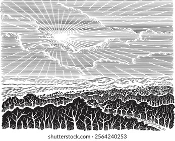 Woodcut illustration of the Bible vers Isaiah 25:1.