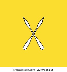 Woodcut Illustration of an Oar Drawing. - Vector