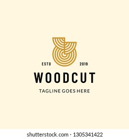 Woodcut logo icon vector template illustration