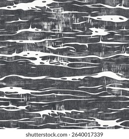 Woodcut print depicting the surface of water, in black and white.  on linen fabric print pattern, cotton, silk, vector illustration, doodle summer, kids and baby designs for print fabric.