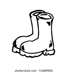 Woodcut style image of boot