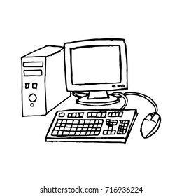 Old Personal Computer Vector Illustration Isolated Stock Vector ...