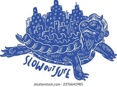 woodcut style turtle vector design