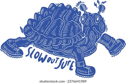 woodcut style turtle vector design