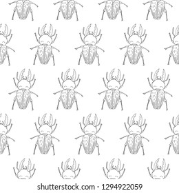 woodcutter beetle vector seamless pattern isolated on white back