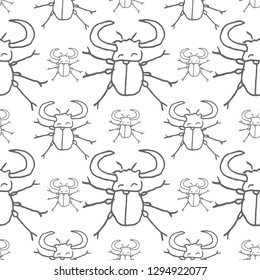 woodcutter beetle vector seamless pattern isolated on white back