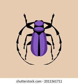 woodcutter beetle,vector illustration, flat style front view