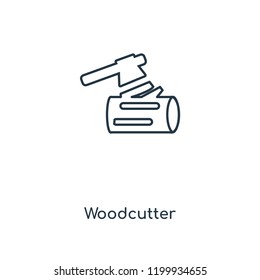 Woodcutter concept line icon. Linear Woodcutter concept outline symbol design. This simple element illustration can be used for web and mobile UI/UX.