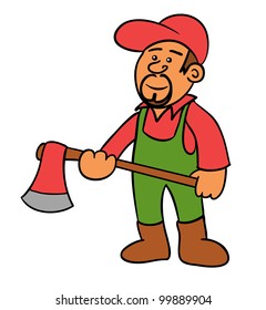 a woodcutter holding an axe
