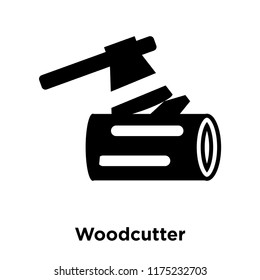 Woodcutter icon vector isolated on white background, logo concept of Woodcutter sign on transparent background, filled black symbol