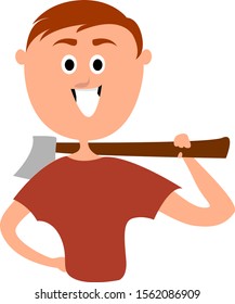 Woodcutter, illustration, vector on white background.
