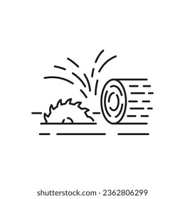 Woodcutter line icon. Crossed chainsaws isolated on white background. Tool woodcutter symbol. Tree Service. Single line draw design vector graphic illustration