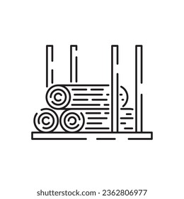 Woodcutter line icon. Crossed chainsaws isolated on white background. Tool woodcutter symbol. Tree Service. Single line draw design vector graphic illustration