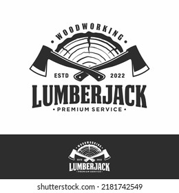 woodcutter logo design, badge, label or logo in vintage style