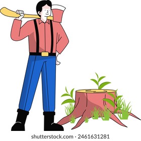 Woodcutter Lumberjack Job Profession Illustration