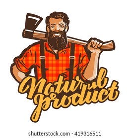 woodcutter, lumberjack vector logo. joiner or carpenter icon