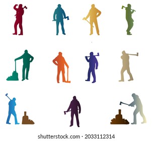 Juego de iconos de vectores de hombre de Woodcutter