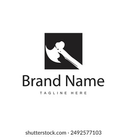 Woodcutter tool axe logo carpentry simple design silhouette illustration template