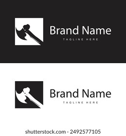 Holzschneider Werkzeug Axt Logo Schreinerei Einfaches Design Silhouette Illustration Vorlage